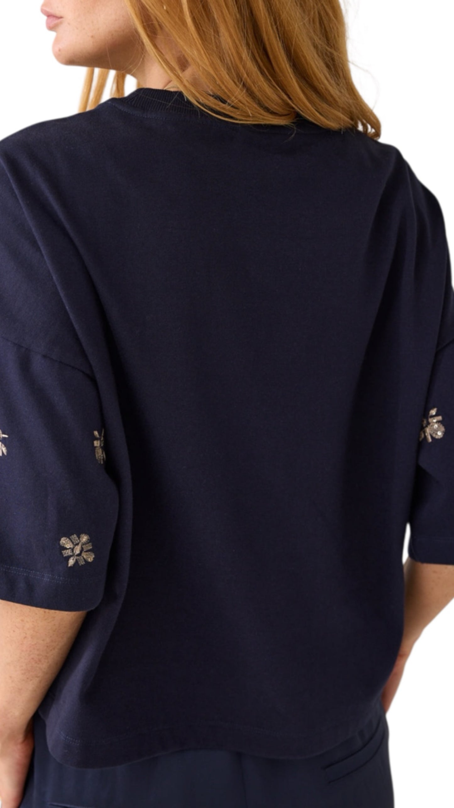 Embellished short sleeve sweat