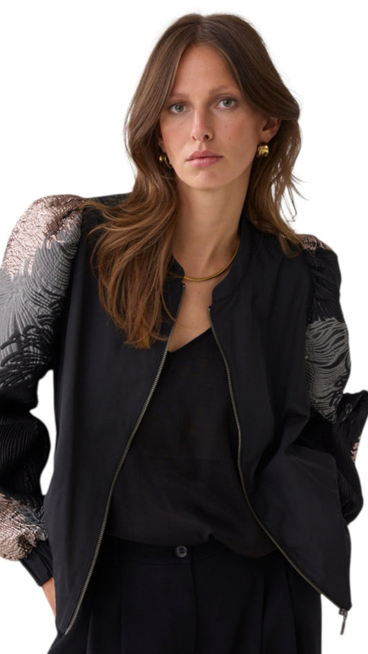 Bomber jacket leaves