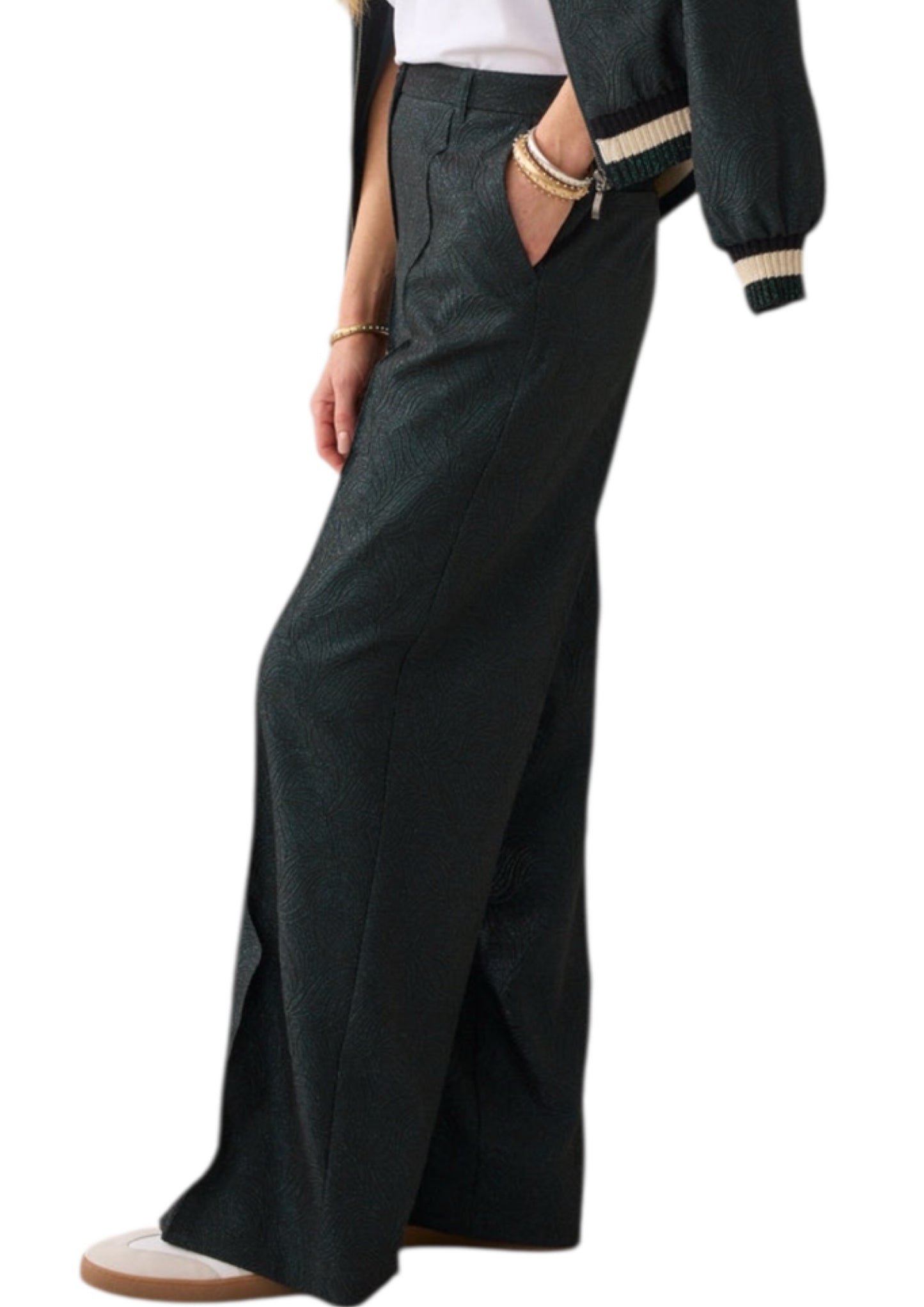 Trousers straight glitter (emerald)