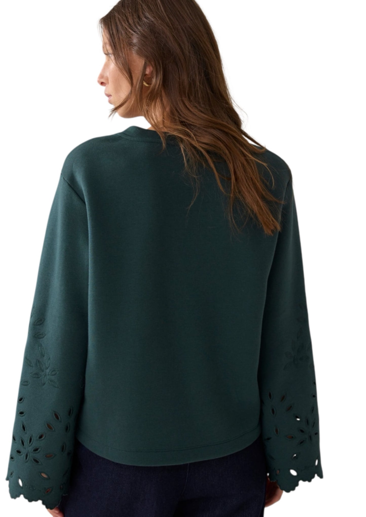 Top embroidered sleeves (sweater emerald)