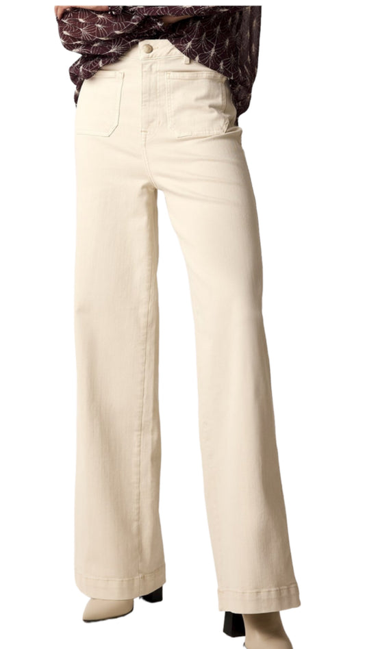 Wide leg pants twill (ivory)