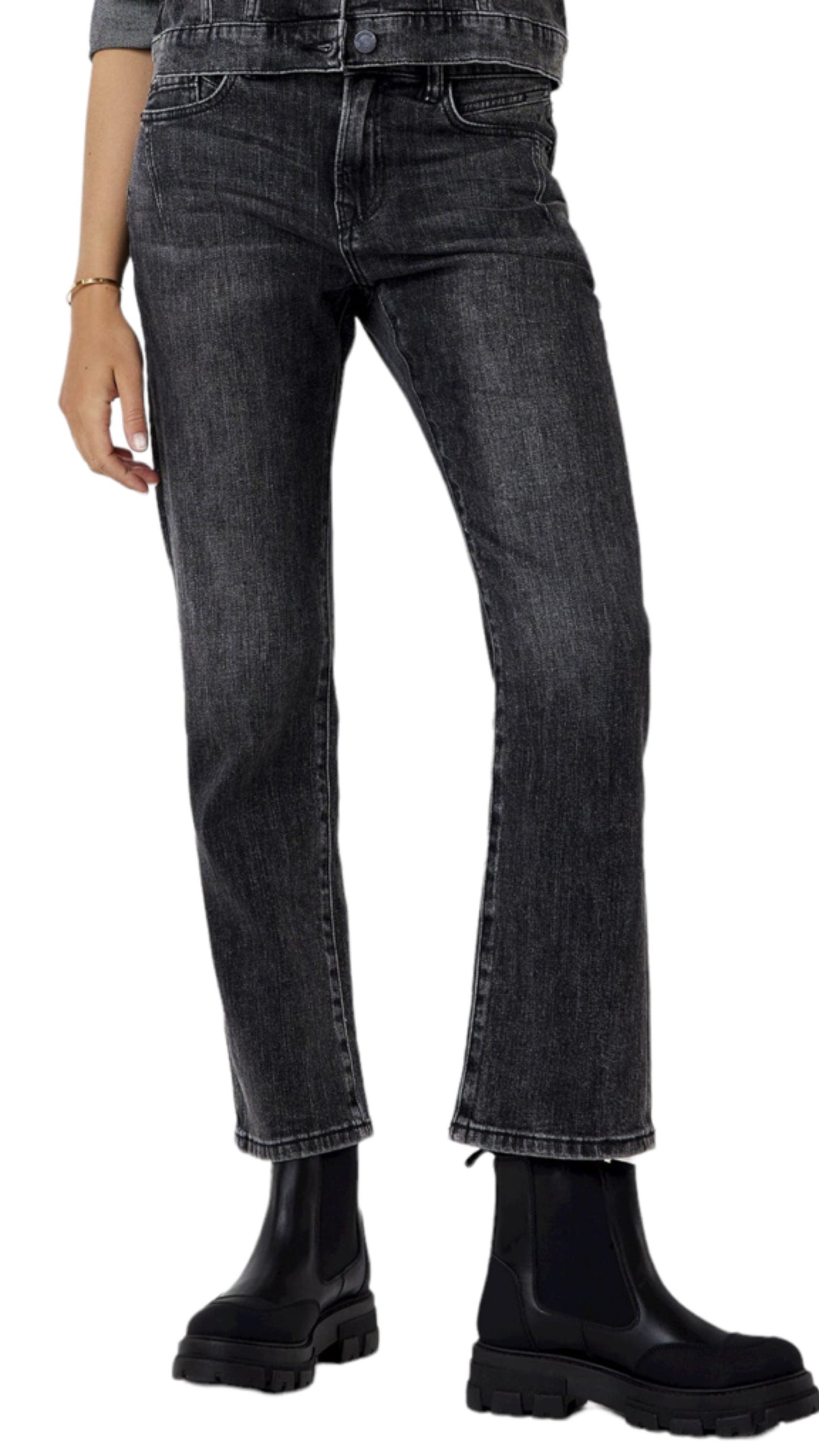 Bootcut cropped jeans (black)